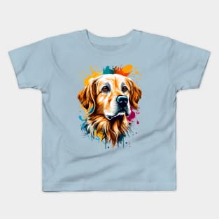 Golden Retriever Dog - Cute Golden Retriever Colourful Kids T-Shirt